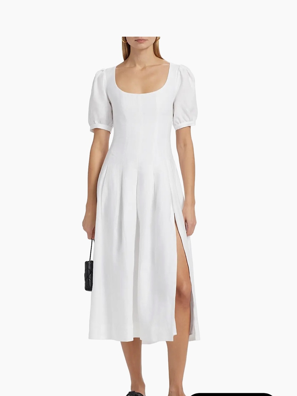 Reformation Coucou Pleated Linen Midi-Dress
